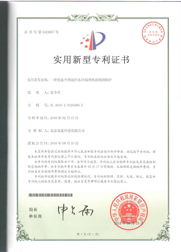 3499拉斯维加斯专低氮铜管锅炉 专利技术